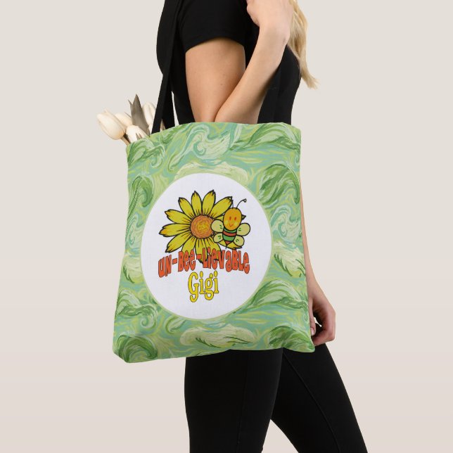 Unbelievable Gigi Sunflower and Bees Tote Bag (Close Up)