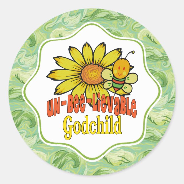 Unbelievable Godchild Sunflowers and Bees Classic Round Sticker (Front)