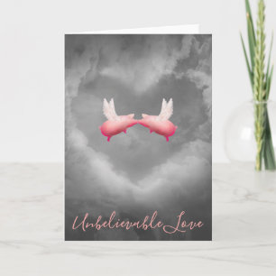Unbelievable Love-Flying Pigs Kiss Card