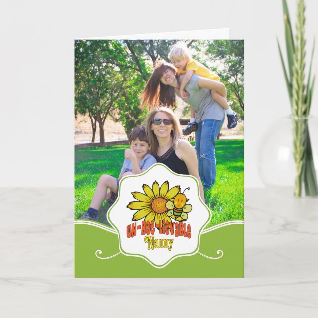Unbelievable Nanny Sunflowers and Bees Card (Front)