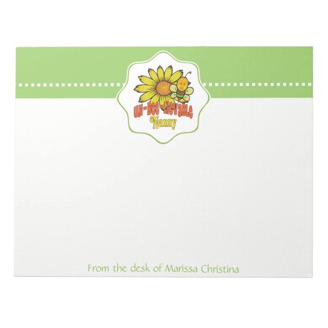 Unbelievable Nanny Sunflowers and Bees Notepad (Front)