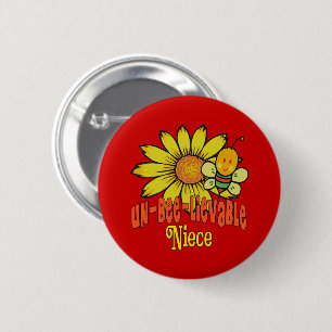 Unbelievable Niece Sunflowers and Bees 6 Cm Round Badge