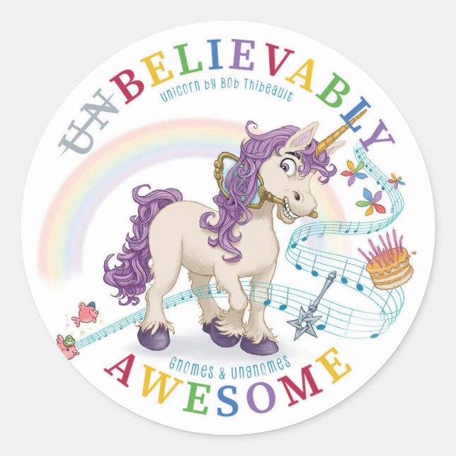 Unbelievably Awesome Unicorn Sticker (Front)