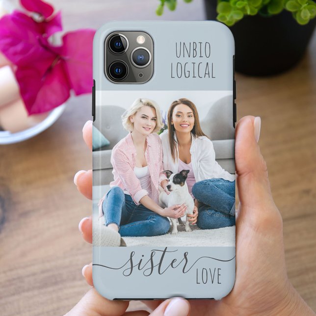 Unbiological Sister Love Dusty Blue Custom Photo Case-Mate iPhone Case (Creator Uploaded)