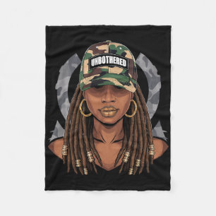 Unbothered Black Woman Melanin Locs Camo Black His Fleece Blanket