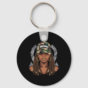 Unbothered Black Woman Melanin Locs Camo Black His Key Ring