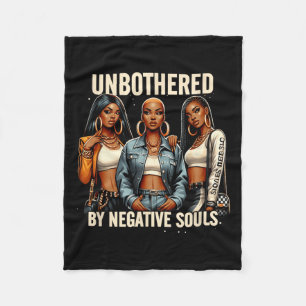 Unbothered By Negative Souls Black History Cowgirl Fleece Blanket