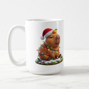 Unbothered Capybara in Christmas Lights Coffee Mug