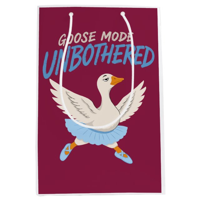 Unbothered Goose Mode Funny Ballet Goose Medium Gift Bag (Front)