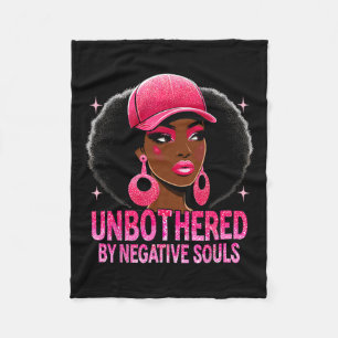 Unbothered Sy Black Queen African American Ladies  Fleece Blanket