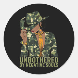 Unbothered Western Black Cowgirl Camo Camouflage W Classic Round Sticker