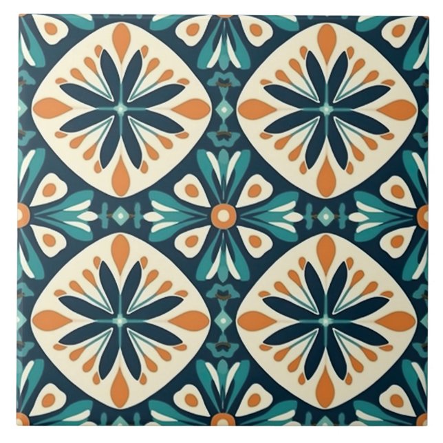 Unbounded Symmetry: Geometric Seamless Pattern Ceramic Tile (Front)