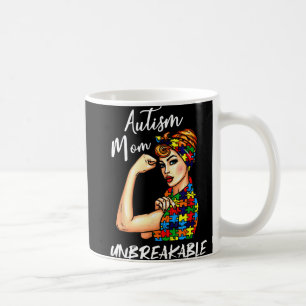 Unbreakable Autism Mum Messy Bun Autism Awareness  Coffee Mug