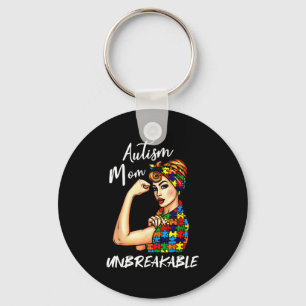 Unbreakable Autism Mum Messy Bun Autism Awareness Key Ring
