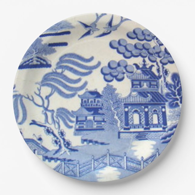 Unbreakable Blue Willow Plates 9 Inches Kid Safe! (Front)