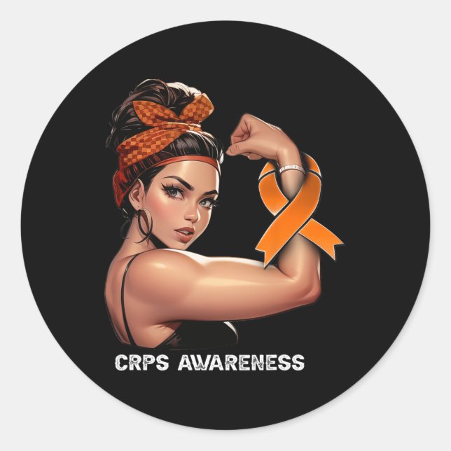 Unbreakable Girl Mum CRPS Awareness  Classic Round Sticker (Front)