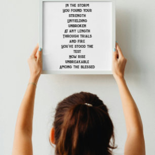 Unbreakable inspirational mini poem poster