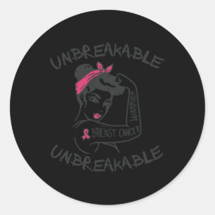Unbreakable Pink Breast Cancer Warrior Survivor Gi Classic Round Sticker