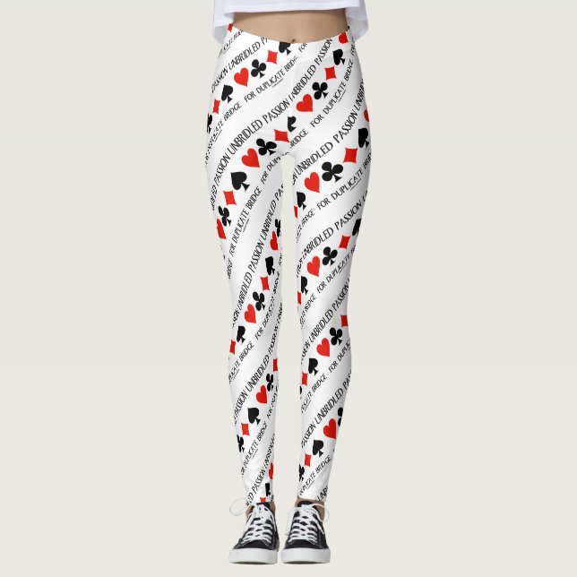 Unbridled Passion For Duplicate Bridge Card Suits Leggings (Front)