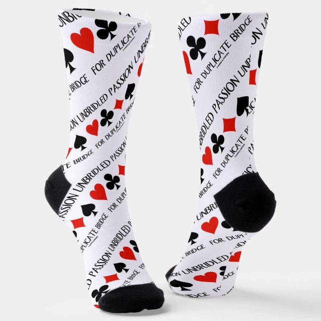 Unbridled Passion For Duplicate Bridge Card Suits Socks (Angled)