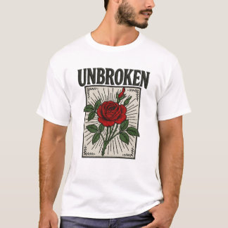 Unbroken Rose Embroidered Art T-Shirt
