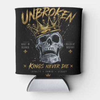 Unbroken Skull King Crown Edgy Motivational Art Can Cooler