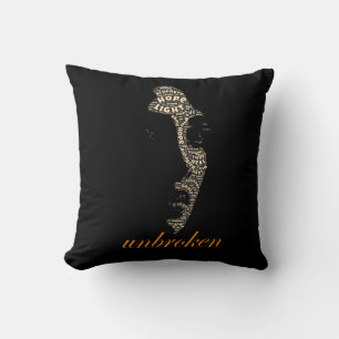 Unbroken Woman Inspirational Word Art T-Shirt Cushion