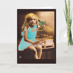 Uncaged Raven Vintage Photo Birthday Card