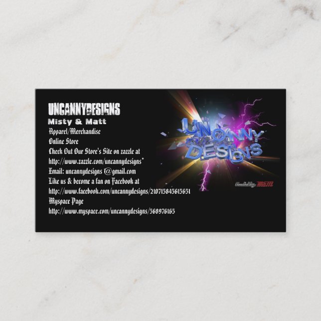 Uncanny Designs Original Business Card (Front)