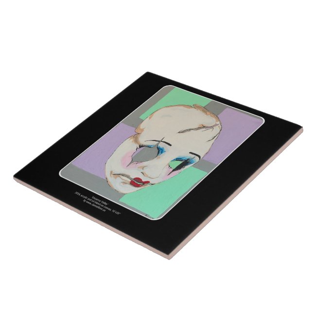 'Uncanny Valley' Painting on a  Ceramic Tile (Side)