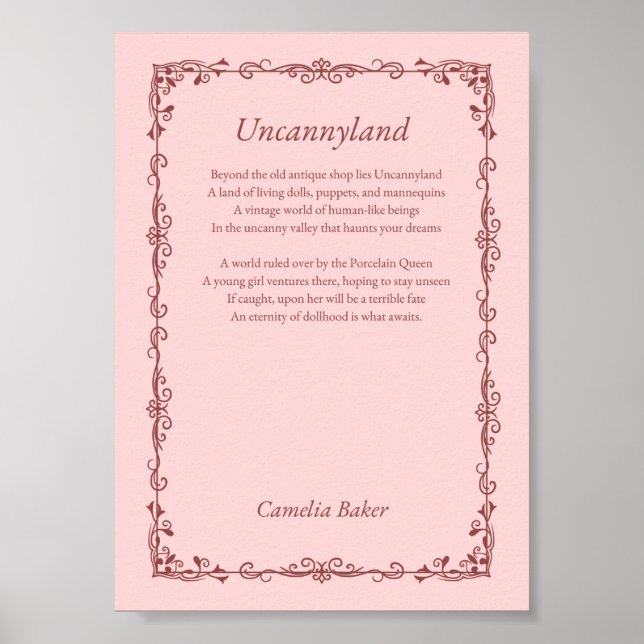 Uncannyland Poem Print (Front)
