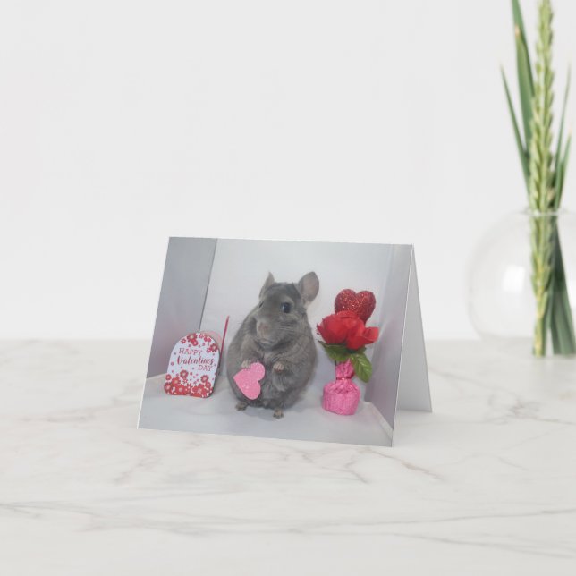 Uncertain chinchilla valentine holiday card (Front)