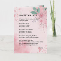 Uncertain Days - Hope Courage Encouragement Poem