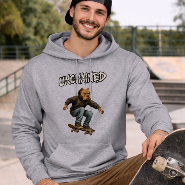 Unchained Skater Pitbull - Skateboarding Graphic Hoodie (Creator Uploaded)