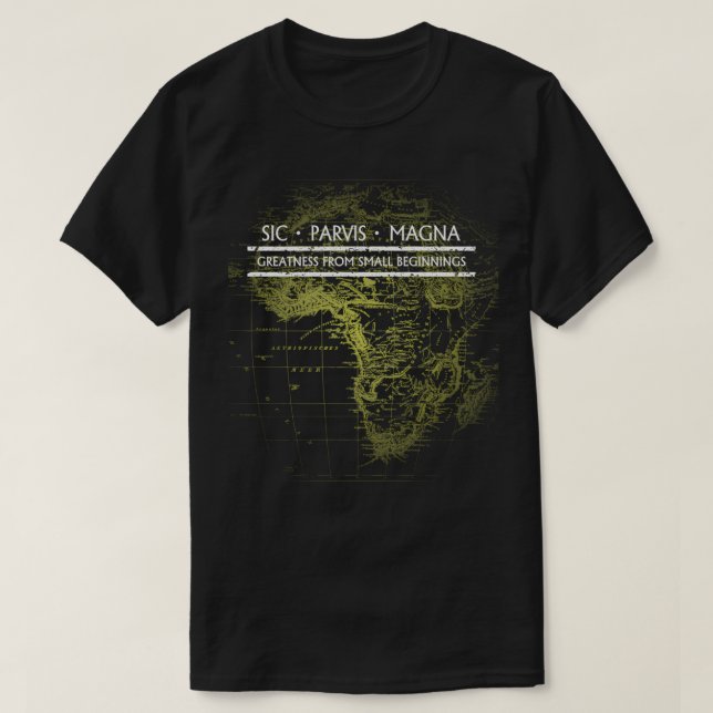 Uncharted SIC PARVIS MAGNA Black T-Shirt (Design Front)