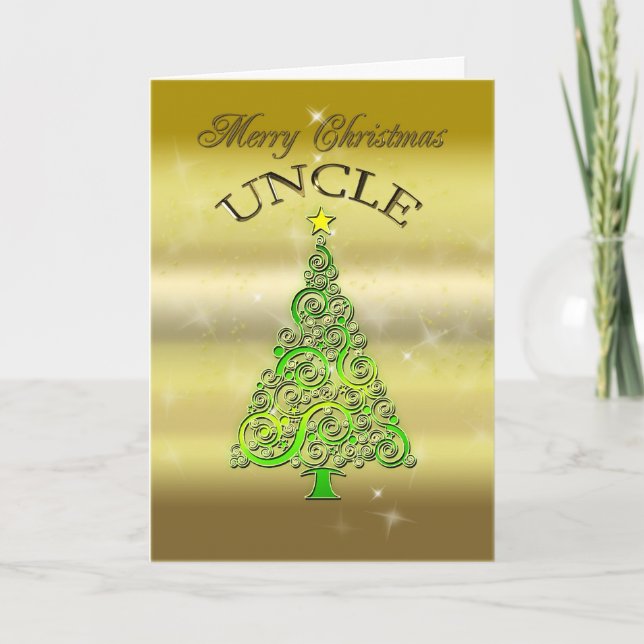 Uncle, a gold effect Christmas card (Front)