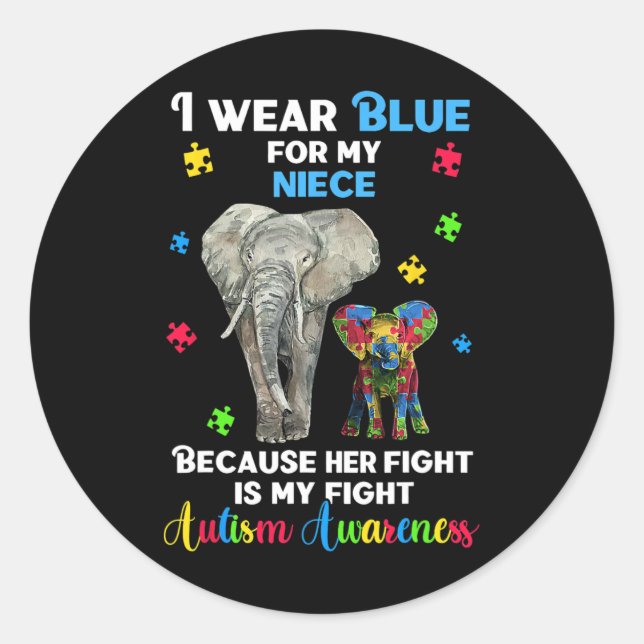 Uncle Aunt Autism Awareness  Classic Round Sticker (Front)
