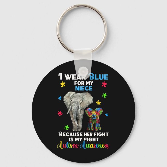 Uncle Aunt Autism Awareness  Key Ring (Front)