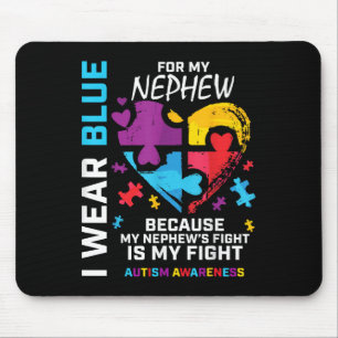 Uncle Aunt Heart I Wear Blue For My Nephew Autism Mouse Pad