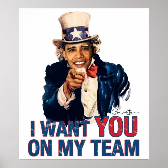 Uncle Barack Obama I Want You On My Team Poster (Front)