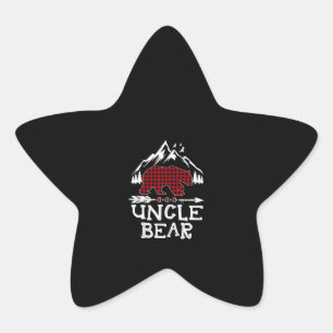 Uncle Bear Christmas Pajama Red Plaid Buffalo Star Sticker