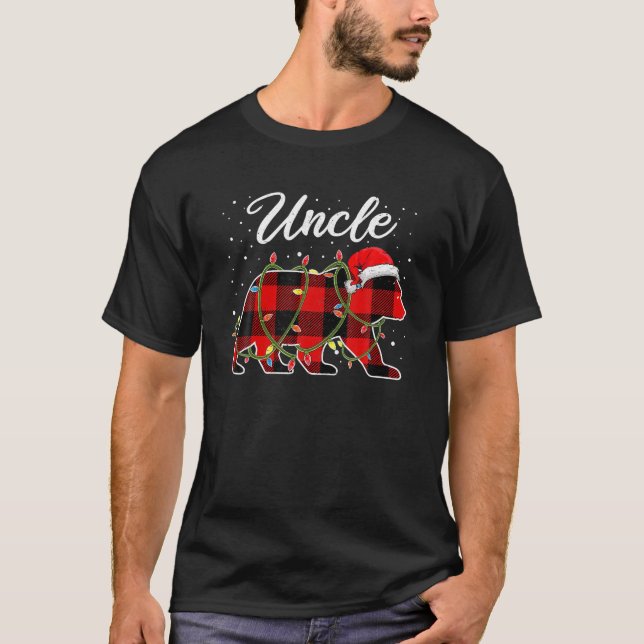 Uncle Bear Red Buffalo Plaid Bonus Mum Bear Pajama T-Shirt (Front)
