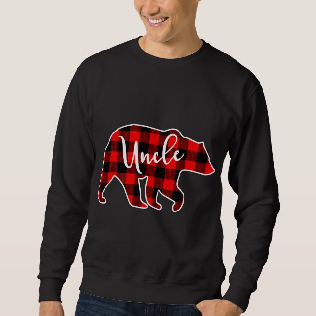 Uncle Bear Red Plaid Matching Family Christmas Sweatshirt (Front)