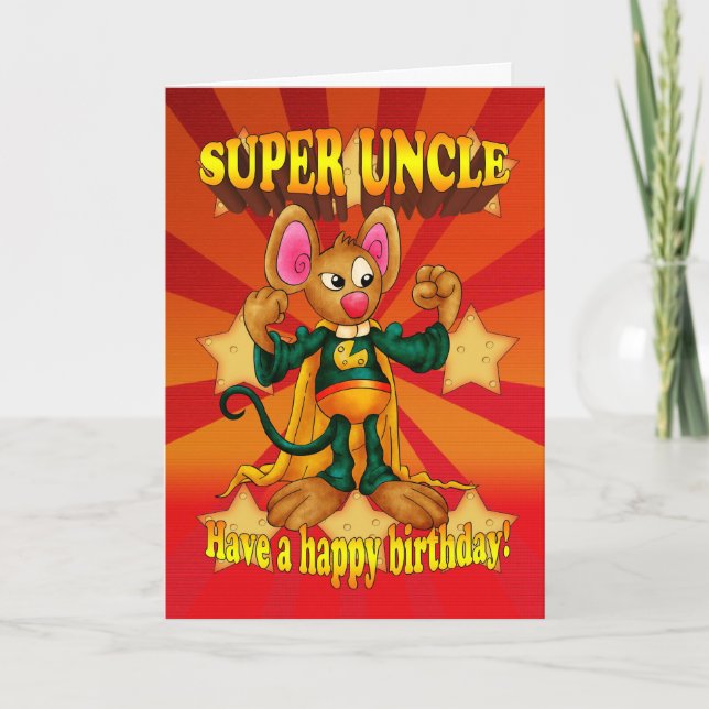 Uncle Birthday Card - Super Uncle - Mouse With Mus (Front)