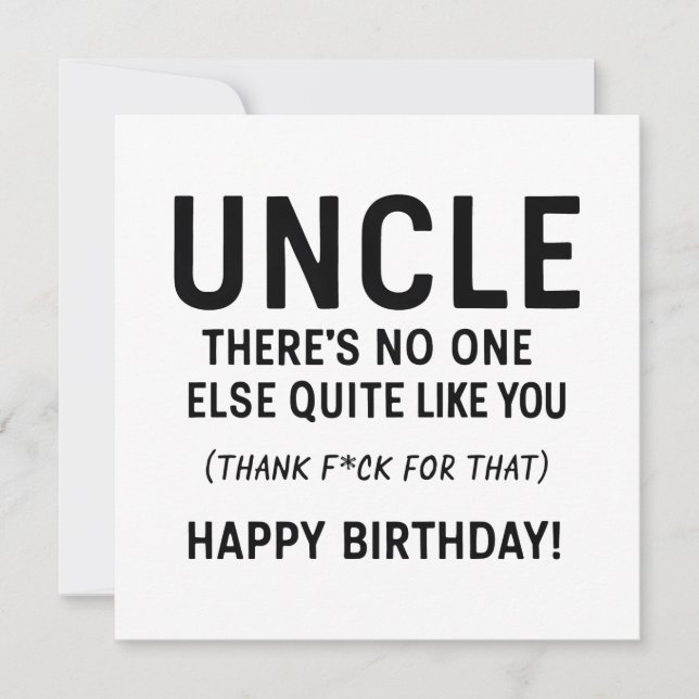 Uncle Birthday Funny Definition  Card (Front)