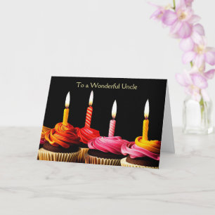 Uncle Birthday with Candles and Cupcakes  Card