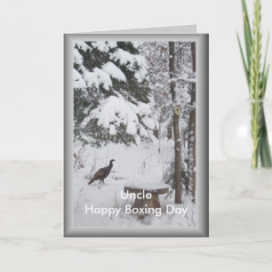 Uncle Boxing Day Greeting-Wild Turkey in Snow Card