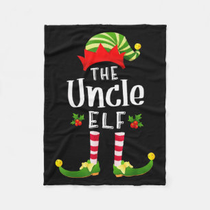 Uncle Christmas Elf Matching Pajama X-mas Party  Fleece Blanket
