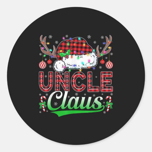 Uncle Claus Christmas Lights Matching Family Xmas  Classic Round Sticker (Front)