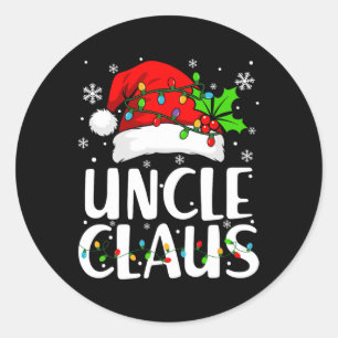 Uncle Claus Christmas Lights Pajama Family Matchin Classic Round Sticker